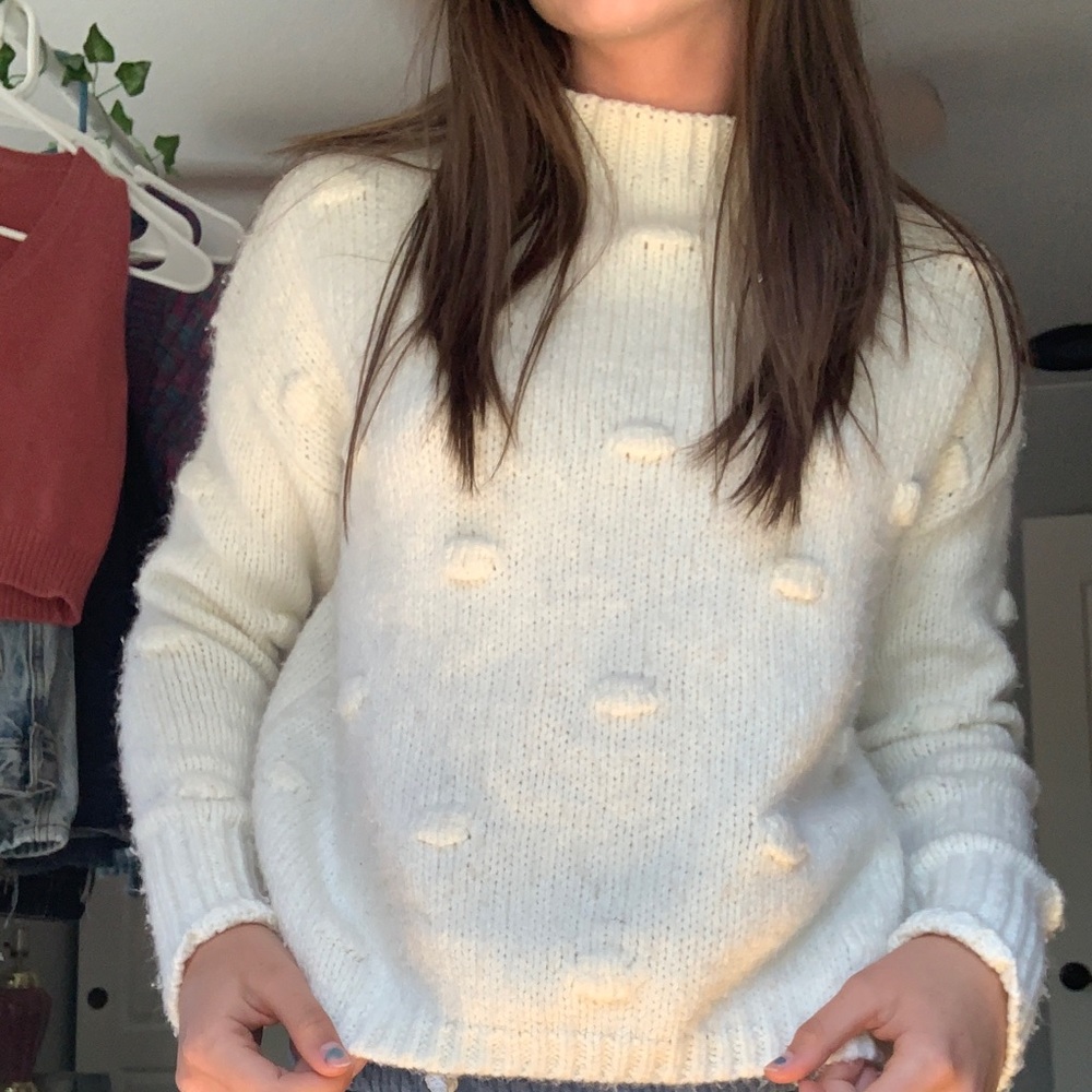 white polka dot sweater